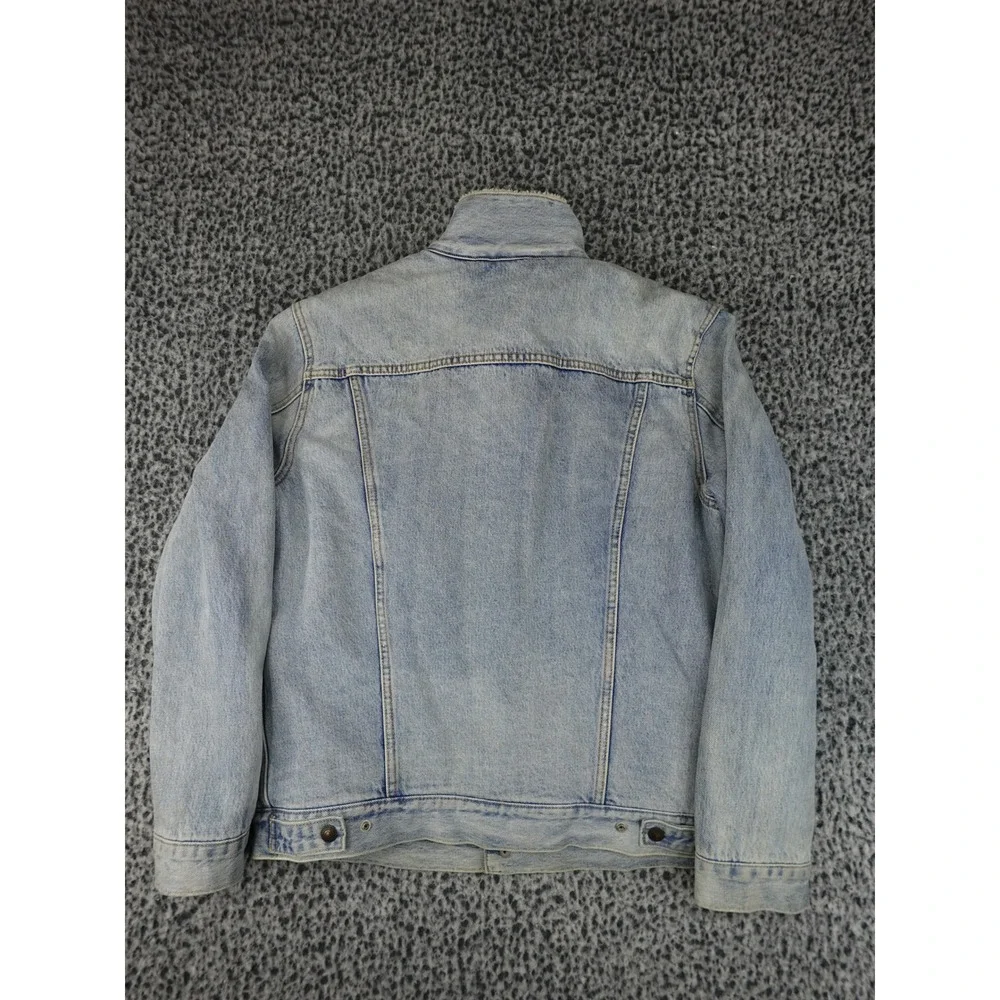 Levis Sherpa Lined Trucker Jacket Mens Large Light Blue Good Denim 16365-0070